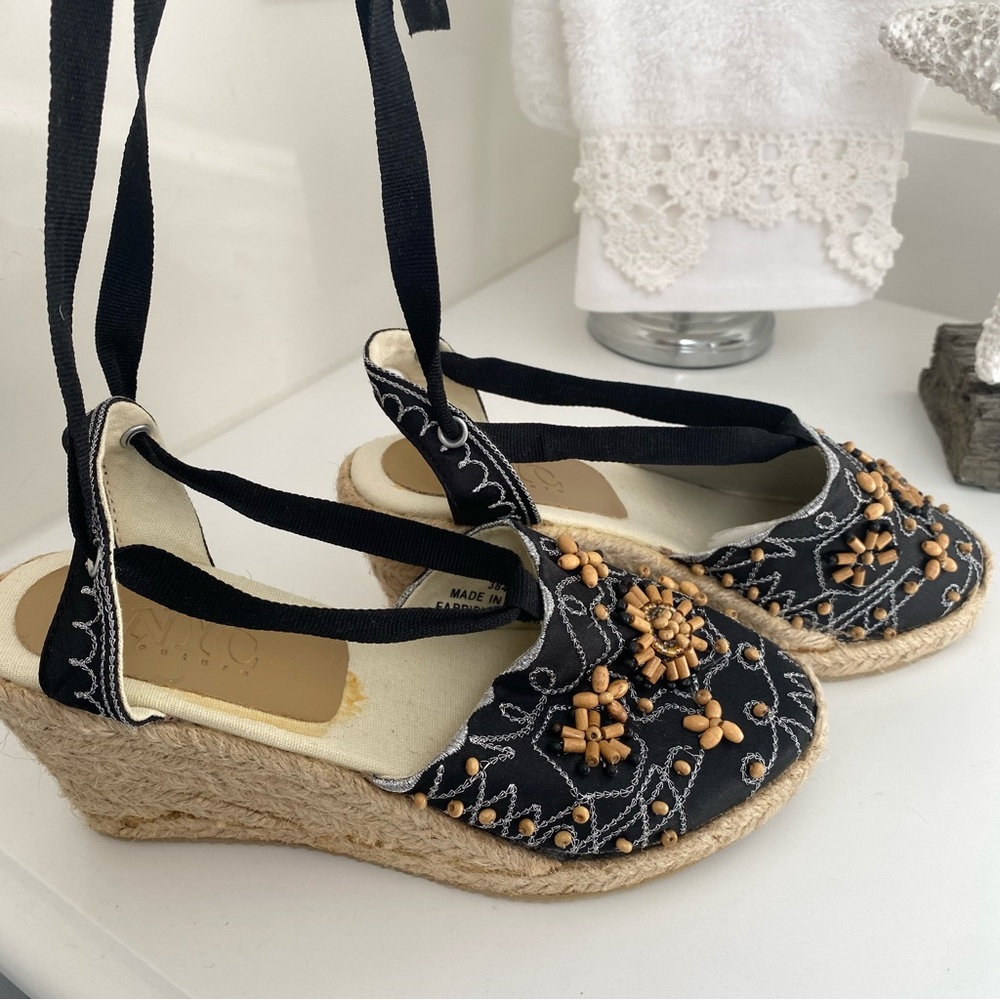 NYC Couture - Wrap Floral Beaded & Embroidered Espadrilles - Picture 14 of 15